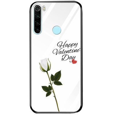 Чохол TPU+Glass Night case для Xiaomi Redmi Note 8 Happy Valentine`s Day / Білий 45823