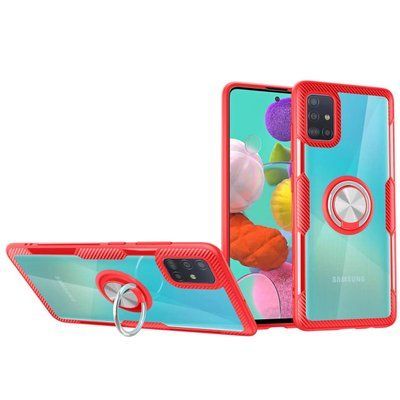 Чехол Din Crystal Magnet Ring для Samsung Galaxy A51 Красный 40438