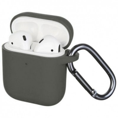 Чехол Silicone Slim с карабином для Apple Airpods 1/2 Lavander Gray 82230