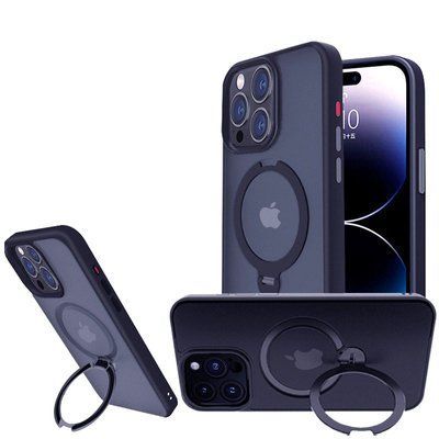 Чохол Metal Buttons MagSafe Colorful HQ Ring для Iphone 14 Pro Max Dark Blue 84160