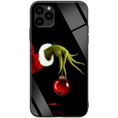 Чохол TPU+Glass ForFun для Iphone 11 Pro Max Грінч і ялинкова іграшка / Чорний 47527