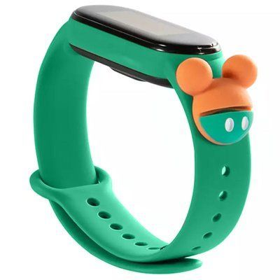 Ремешок Silicone Cartoon Face для Xiaomi Mi Band 3/4 Светло-зеленый / Микки Маус 52174