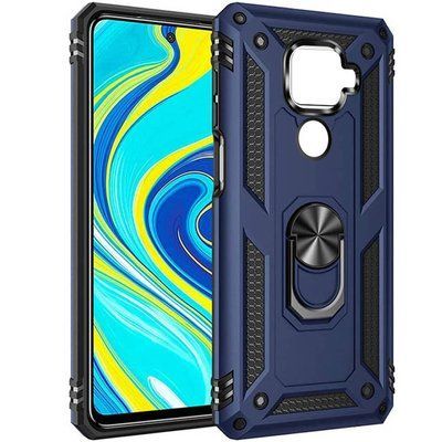 Противоударный чехол Serg Magnet Ring для Xiaomi Redmi Note 9 / Redmi 10X Темно-синий 42940