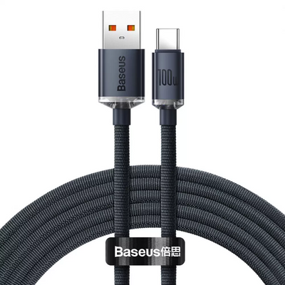 Кабель Baseus Crystal Shine Series USB to Type-C 100W 2m Black 82468