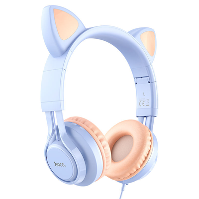 Наушники накладные Hoco W36 Cat ear с кошачьими ушками Dream Blue 66769