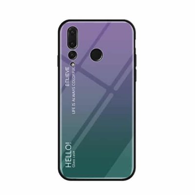 Чехол TPU+Glass Gradient HELLO для Huawei Nova 4 Violet / Green 33286