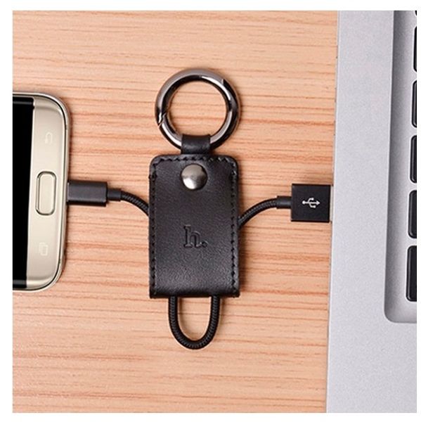 Кабель Hoco UPM19 USB - MicroUSB Key Chain Portable 2.4A 18см Black 36520