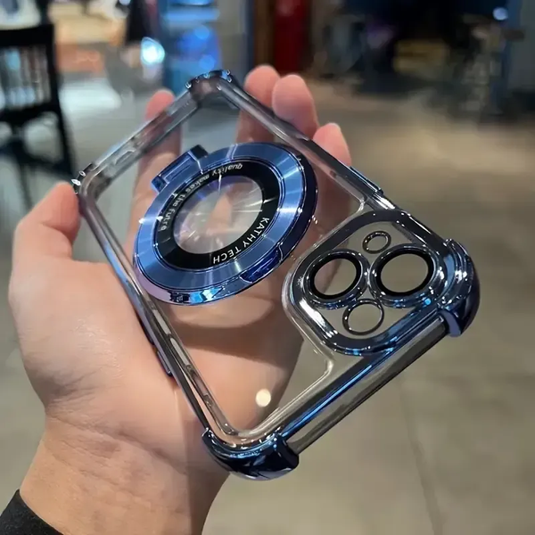 Протиударний чохол Kathy Tech MagSafe для Iphone 15 Plus Прозорий/Синій 87570