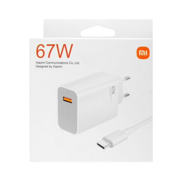 Мережевий зарядний пристрій Xiaomi MDY12EH HC USB + Type-C кабель 67W White 88445