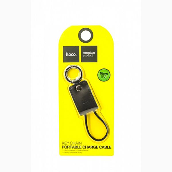 Кабель Hoco UPM19 USB - MicroUSB Key Chain Portable 2.4A 18см Black 36520