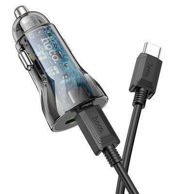 Автомобильное зарядное устройство HOCO Z47A PD30W+QC3.0+кабель Type-C to Type-C Black 83642