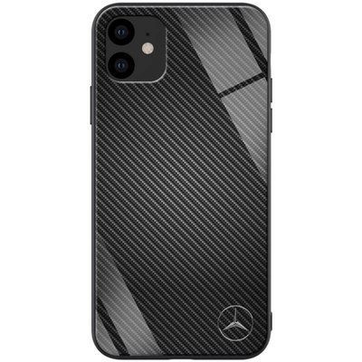 Чохол TPU+Glass ForFun для Iphone 11 Чорний карбон / Мерседес 38705