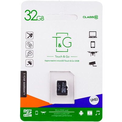 Карта пам'яті T&G MicroSDXC UHS-3 32GB Class 10 без адаптера Black 66361