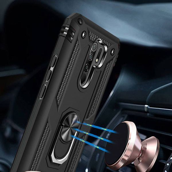 Противоударный чехол Serg Magnet Ring для Xiaomi Redmi 9 Черный 48369