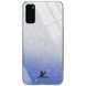 Чехол TPU+Glass с блестками Swarovski для Samsung Galaxy S20 Синий 56099
