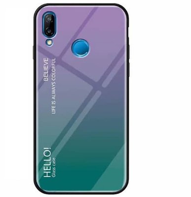 Чехол TPU+Glass Gradient HELLO для Xiaomi Redmi Note 7 Violet / Green 33244