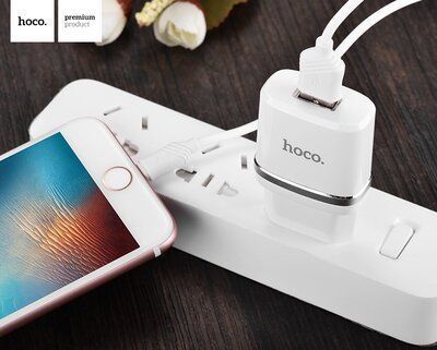 Зарядний пристрій HOCO C11 1USB+кабель USB to Lightning White 83693