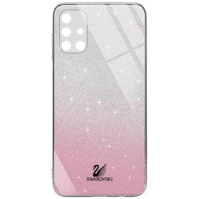 Чохол TPU+Glass Swarovski Full для Samsung Galaxy M31s Рожевий 48472