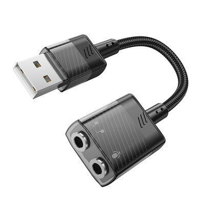 Аудіокабель Hoco LS37 Spirit 2в1 USB to 3.5mm Black 83845