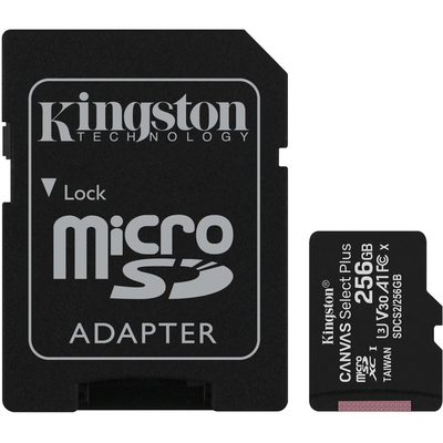 Карта пам&rsquo;яті Kingston MicroSDXC Canvas Select Plus 256GB Class10 A1 R-100 MB/s+Adapter SD Black 85984
