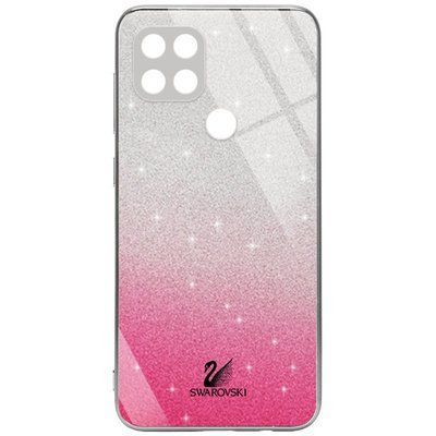 Чохол TPU+Glass Swarovski Full для Oppo A15s / A15 Малиновий 56001