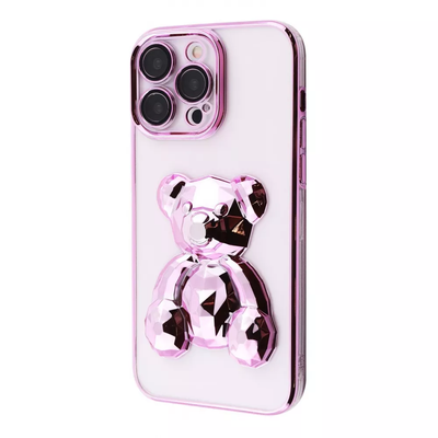 Чохол Perfomance Bear зі склом на камеру для Iphone 14 Pro Max Прозорий / Rose gold 80291