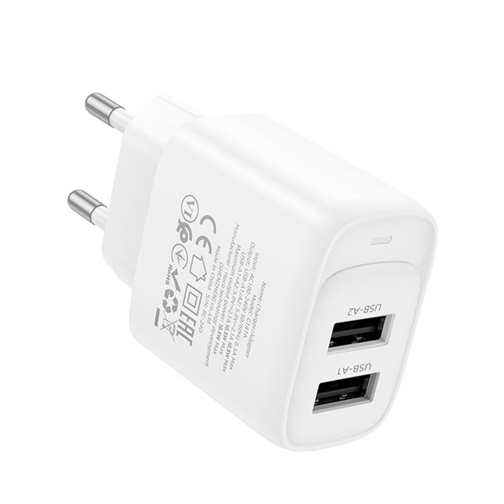 Мережевий зарядний пристрій Hoco C141A 2USB 2.1A White 86255