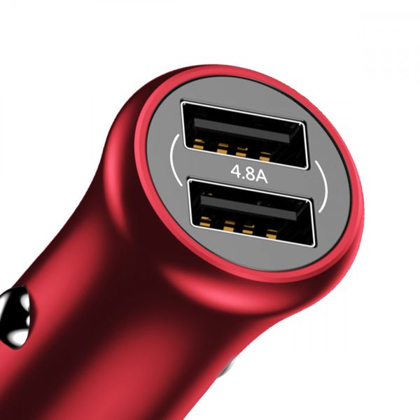 Автомобільний зарядний пристрій Baseus Gentleman 2USB / 4.8A Red 42878