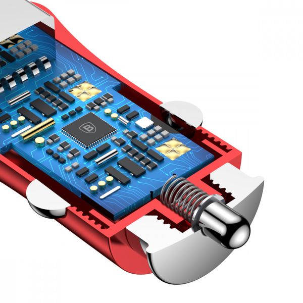 Автомобільний зарядний пристрій Baseus Gentleman 2USB / 4.8A Red 42878