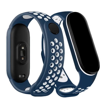 Ремешок Sport для Xiaomi Mi Band 3/4 Темно-синий / Белый 80947