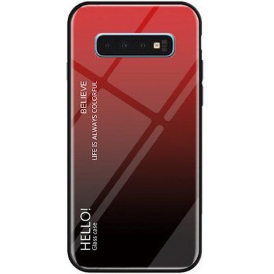 Чехол TPU+Glass Gradient HELLO для Samsung Galaxy S10 G973 Красный 44391