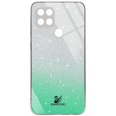 Чохол TPU+Glass Swarovski Full для Oppo A15s / A15 Бірюзовий 56002