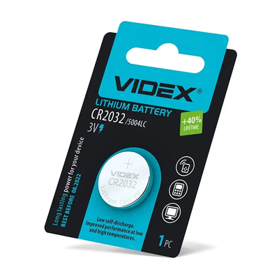 Батарейка литиевая VIDEX CR2032 3V 1 шт Black 65952