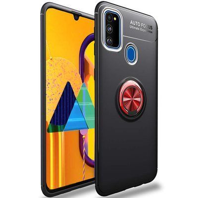 Чохол Din Color Magnet Ring для Samsung Galaxy M30s / M21 Чорний / Червоний 44445