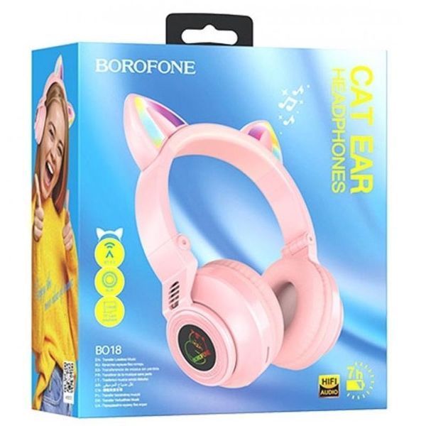 Бездротові навушники BOROFONE BO18 Cat ear Рожевий 81467