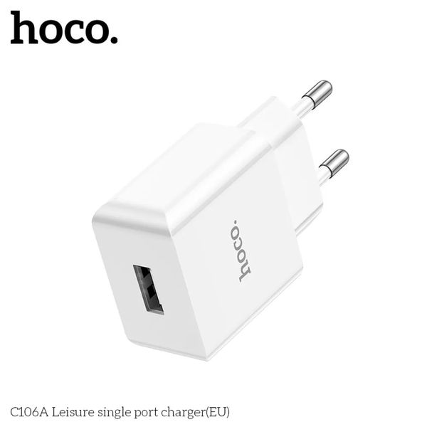Мережевий зарядний пристрій HOCO C106A 1USB 2.1A White 88273