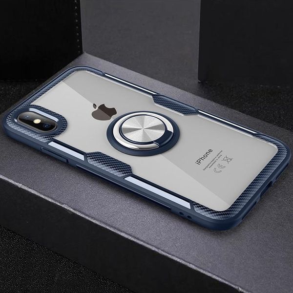 Чехол Din Crystal Magnet Ring для Iphone X / XS Темно-синий 47573