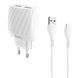 Сетевое зарядное устройство Hoco C78A + кабель MicroUSB 2USB 2.4A White 47312 1