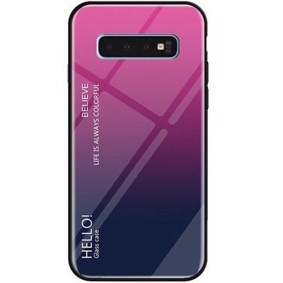 Чехол TPU+Glass Gradient HELLO для Samsung Galaxy S10 G973 Малиновый 44392