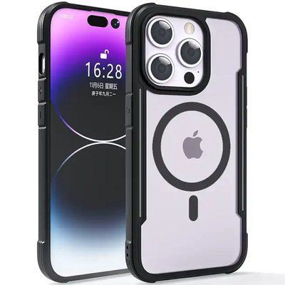 Чохол Defense MagSafe для Iphone 15 Pro Max Прозорий / Чорний 83240