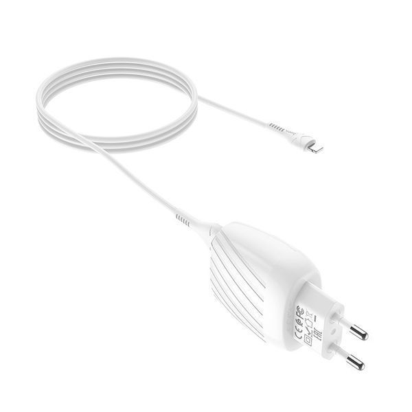 Мережевий зарядний пристрій Hoco C78A + кабель Lightning 2USB 2.4A White 47313