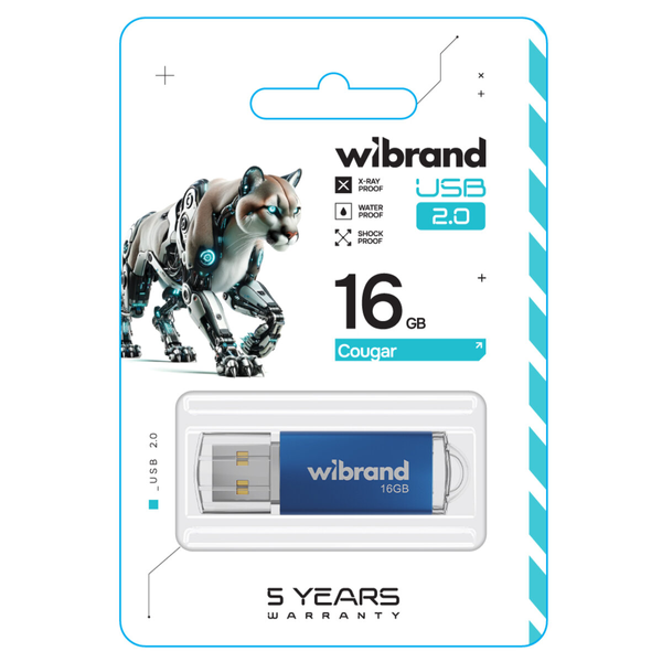 Флеш-пам'ять Wibrand Cougar USB2.0 16Gb Blue 86483