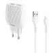 Мережевий зарядний пристрій Hoco C78A + кабель Lightning 2USB 2.4A White 47313 1