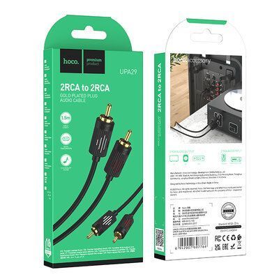 Кабель HOCO UPA29 2RCA to 2RCA 1.5м Black 83848
