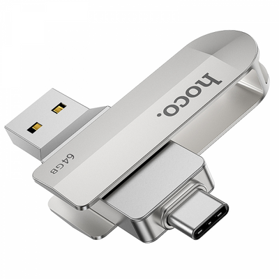 Флеш-пам'ять Hoco UD10 USB+Type-C 64Gb Silver 84756