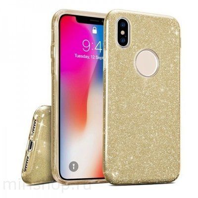 Чехол с блестками Shine для Iphone XR Светло-золотой 35209