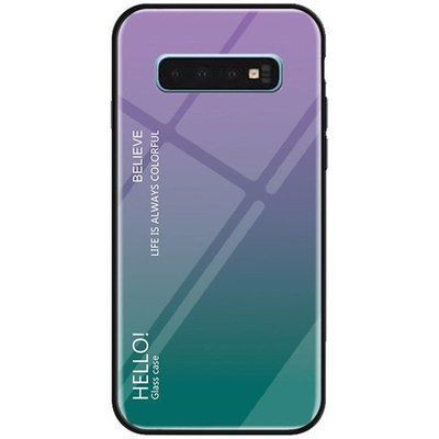 Чехол TPU+Glass Gradient HELLO для Samsung Galaxy S10 G973 Фиолетовый 44393