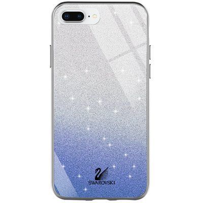Чехол TPU+Glass с блестками Swarovski для Iphone 7 Plus / 8 Plus Синий 56103