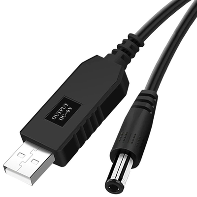 Кабель Stez преобразователь для роутеров USB to DC 5.5*2.5mm 5V-9V 2A Black 83091