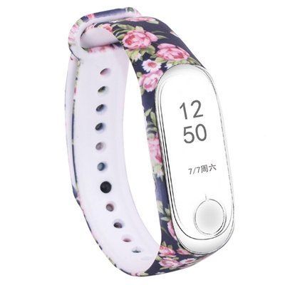 Ремешок с рисунком для Xiaomi Mi Band 5/6 Розы / Синий 44112